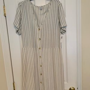 Old navy midi dress, striped with button detail